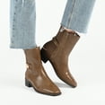 thumbnail image 7 of Journee Womens Aubrie Inside Zip Stacked Heel Booties, Widths Available, 7 of 7
