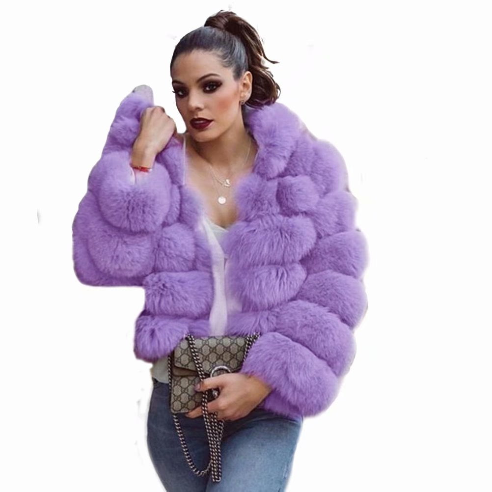 Women's Vintage Oversized Coat Ladies Warm Fluffy Faux Fur Coat Outwear ...