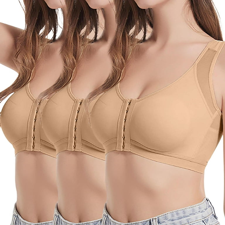 PMUYBHF Female Womens Strapless Bras Backless 3Pc Women's Comfortable and  Front Buckle Without Steel Ring Bra