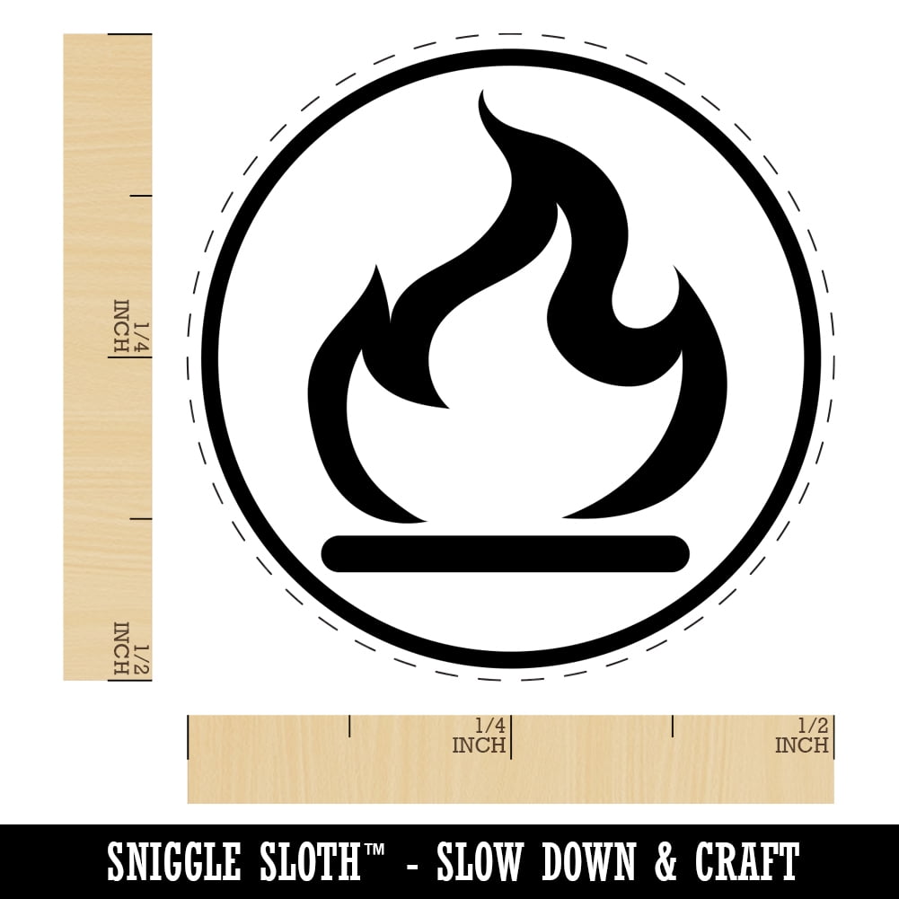 Flammable Fire Icon Self-Inking Rubber Stamp Ink Stamper - Black Ink - Mini 1/2 Inch