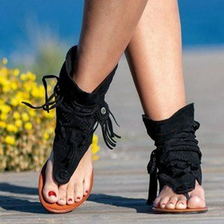 

Summer Retro Casual Fashion Flat Bottom Tassel Hollow Toe women s Sandals Note Please Buy One Or Two Sizes Larger