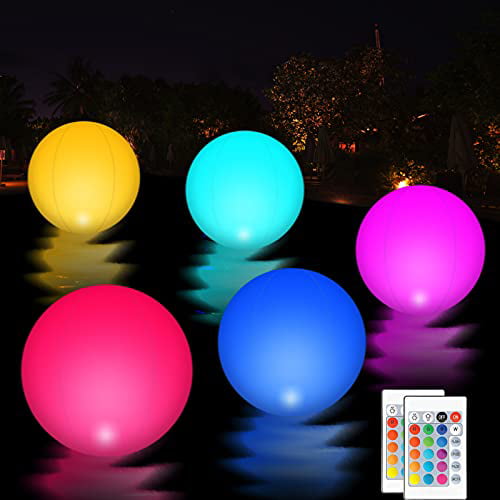 SEMANJLL Solar Powered Octopus Floating Pool Light 20 inch 16 RGB Colors Changing LED Glow Ball Inflatable Octopus with Cute Expression-1 Pack 