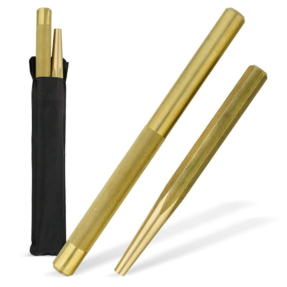 ABN Brass Drift Punch Set - 2pc Non-Marring Brass Chisel Punch for Mechanics