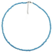 XmhyTop-A Rice Bead Necklace Bohemian Beaded Choker with Accents 1 Piece Boho Fashion Jewelry-Blue
