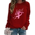 thumbnail image 3 of VKOYWKM Breast Cancer Awareness Tshirt for Women Breast Cancer Long Sleeve Tops Pink Ribbon Graphic T Shirts Fight Cancer Crew Neck Breast Cancer Blouse, 3 of 4