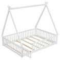 thumbnail image 6 of Full Tent-shaped Floor Bed, with Guardrails, Slats, Door ,White, 6 of 7