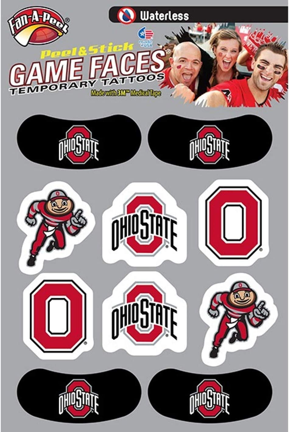 Ohio State Tattoo with Buckeye Leaf  Game Day Colors