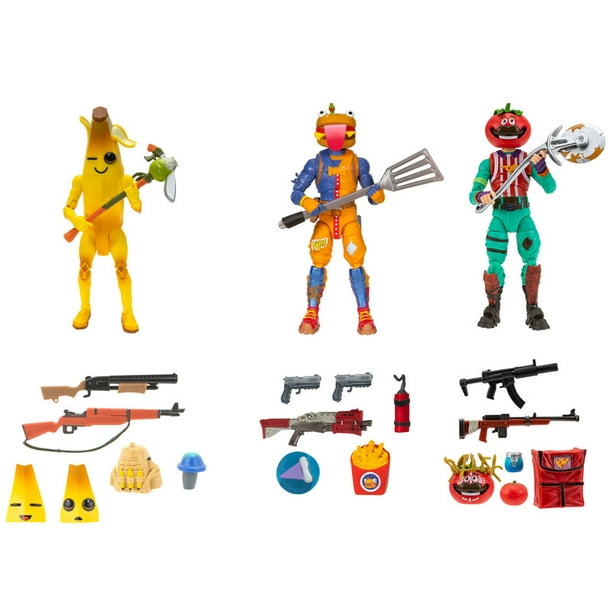 Tal højt Individualitet Soldat Fortnite Legendary Series Trio Mode, 6-inch Highly Detailed Peely,  Tomatohead, and Beef Boss Figures with Harvesting Tools, Back Bling, and  Interchangeable Faces & Heads and more - Walmart.com