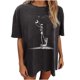 thumbnail image 1 of Moda Mujer Damas Cayó Hombro Mangas Impresión suelta Manga corta Top Pullover Tops Pompotops hfajkhk139627, 1 of 8