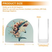 WOBOGO A Shark Full Of Flowers Clear Acrylic Napkin Holder Kitchen Tissue Face Towel Cocktail Rack Bar Restaurant Dinner Paper Dispenser