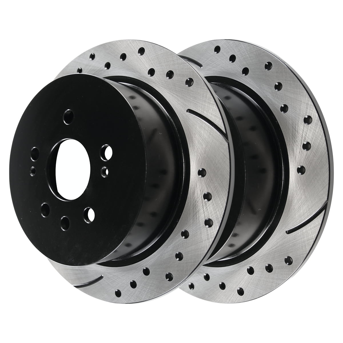 AutoShack Rear Drilled Slotted Brake Rotors Black Set of 2 Driver and
