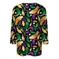 thumbnail image 5 of Liquidation! Uooqdmx Hauts Grande Taille pour Femmes Manches 3/4 Hauts de Carnaval Imprimé Pailleté Col Rond Hauts d'Automne pour Femmes Vert m, 5 of 5