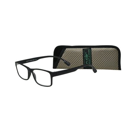 Flex 2 Reading Glasses 5029 Black, Rectangle Frame with Case