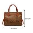 thumbnail image 5 of Bolso cruzado con bandolera para mujer, bolso de viaje con cremallera y estampado de letras de PU (marrón), 5 of 5