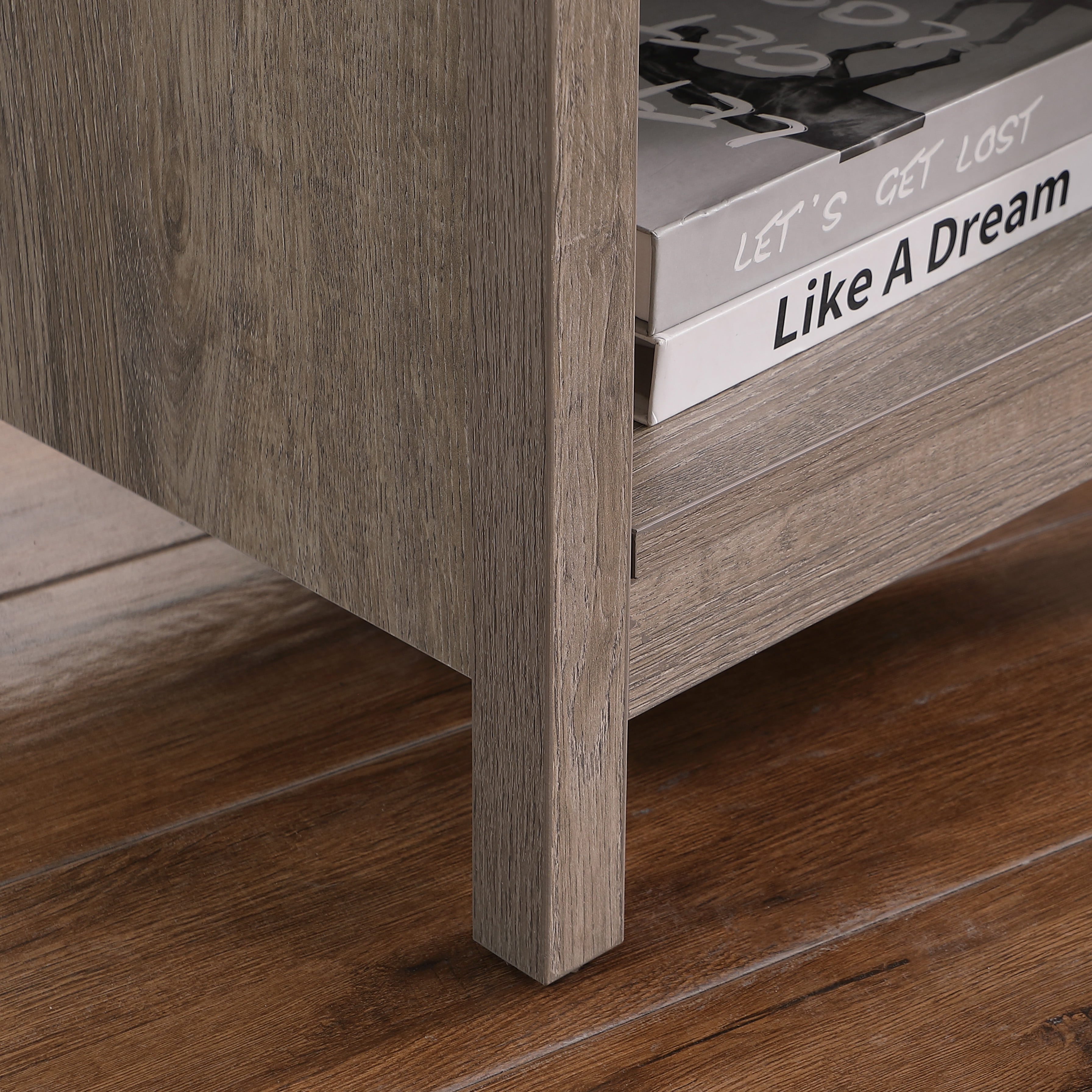 Nightstand with Drawer,End Table With Drawer and Open Shelf,Easy Assemble,Sturdy Side Frames,Metal Handle,Night Stand for Bedroom, Side Table for LivingRoom,Rustic Grey