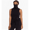 Betsy Adam Women's Tank Top Attached Mask Sleeveless Black Size XL