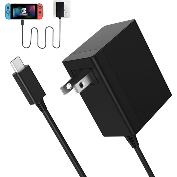 for Nintendo Switch, 39W AC Adapter Fast Charging Power Supply for Switch, 15V 2.6A Compatible with OLED/Lite/Steam Deck Dock, Support TV Mode