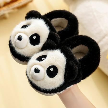 

TOWED22 Baby First Walking Shoes Kids Cartoon Cotton Slippers Memory Foam Comfy House Slippers Warm Shoes For Girls Boys Black