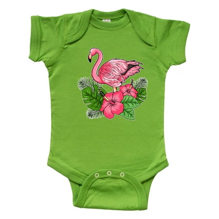 

Inktastic Flamingo with Tropical Flowers Gift Baby Boy or Baby Girl Bodysuit