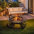 thumbnail image 6 of Bestier 47" Fire Pit for Outside Wood Burning, Extra Large Barbecue Pit with Cooking Grill Grate, Patio Round Metal Fireplace for Camping, Backyard, Bonfire Picnic Party, Christmas Style, 6 of 8