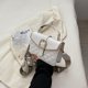 thumbnail image 2 of Bolsos cruzados de cuero para mujer a la moda, bolso cuadrado pequeño a la moda para mujer, para viajes, color blanco, 2 of 5