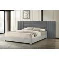 thumbnail image 2 of 3-Piece White Gray Wood Modern Lacquer Bedroom Set, Eastern King Platform Bed Frame with 2 Nightstands, 2 of 11