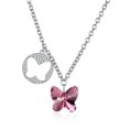 thumbnail image 1 of Collar de cristal austriaco para mujer, collar de mariposa de plata de ley s925 de estilo lindo SVN377 JM, 1 of 3