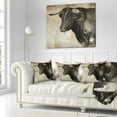 thumbnail image 3 of Designart Spanish Bull Sketch - Animal Throw Pillow - 18x18, 3 of 5