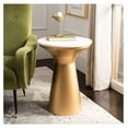 thumbnail image 2 of ZRQarq Home Mila White Marble and Brass Pedestal End Table, 2 of 3