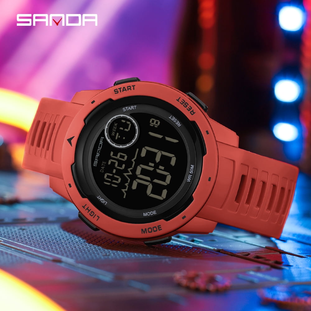 Sanda Men's Analog Sports Watch, LED Large Face Waterproof Wrist Watches, Dual Dial Digital Analog Watches for Men  2125