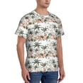 thumbnail image 4 of Yiaed Flamingo Palm Trees Print Mens Short Sleeve Tight Fit T-Shirt, Crewneck Casual Tee-XX-Large, 4 of 5