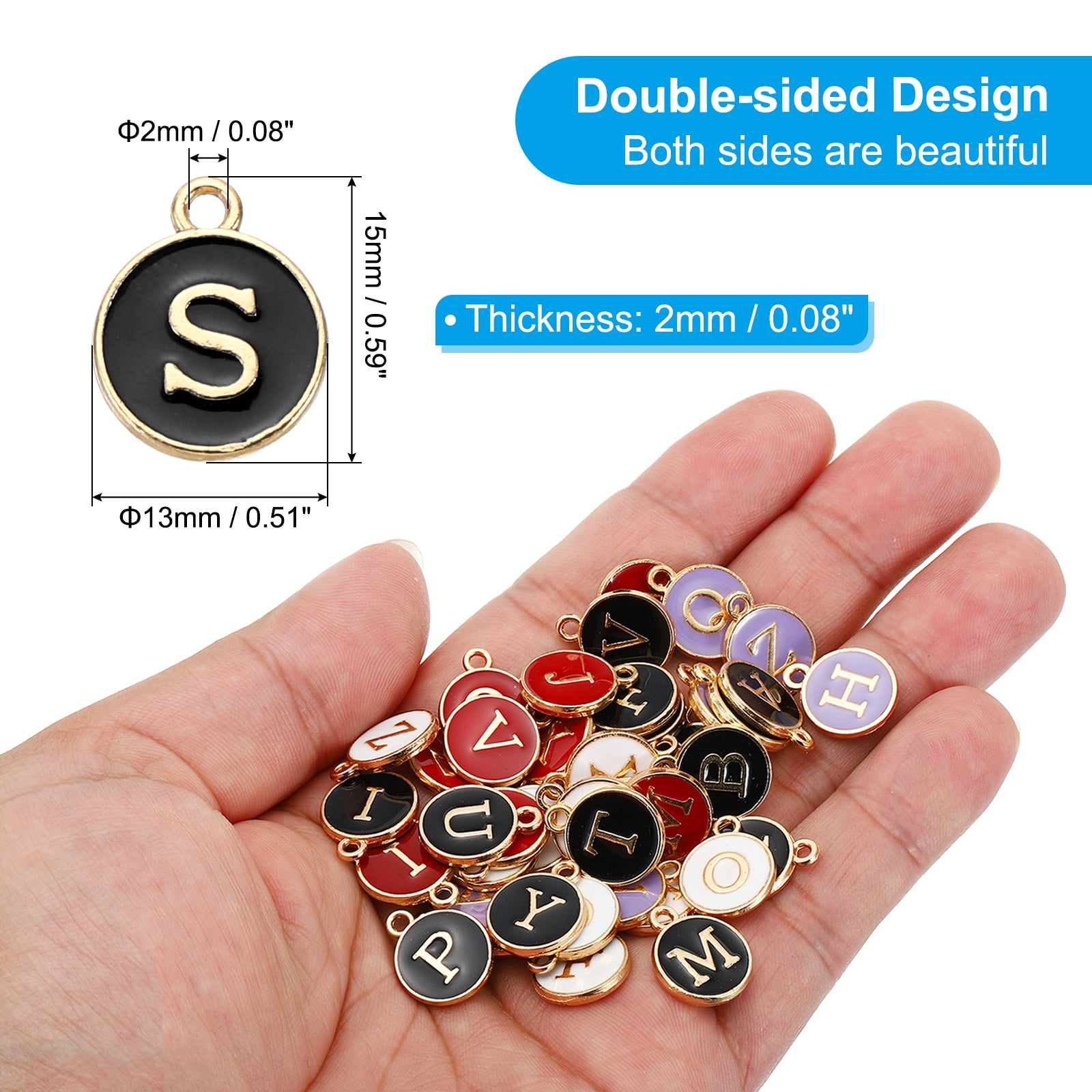 Unique Bargains Letter Charm, 60Pcs Double Sided Alphabet Initial Charm Pendants "S"