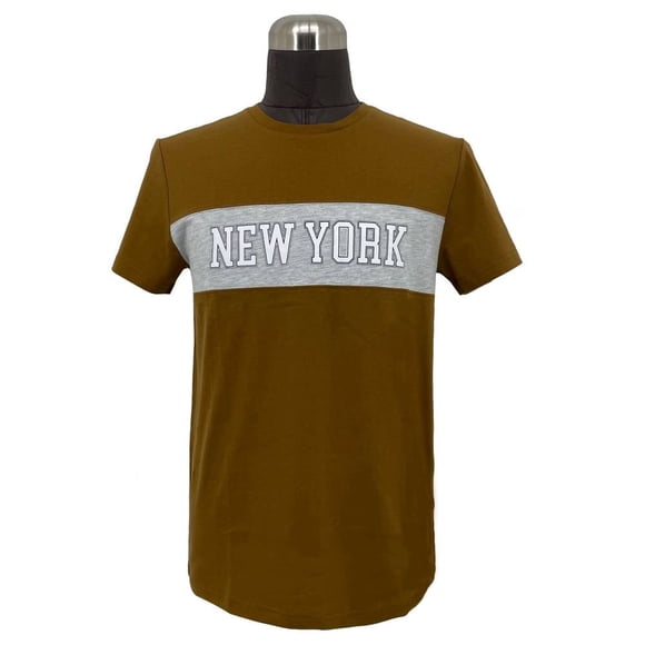 Playera George Talla CH Manga Corta Franja en Pecho New York Bronce