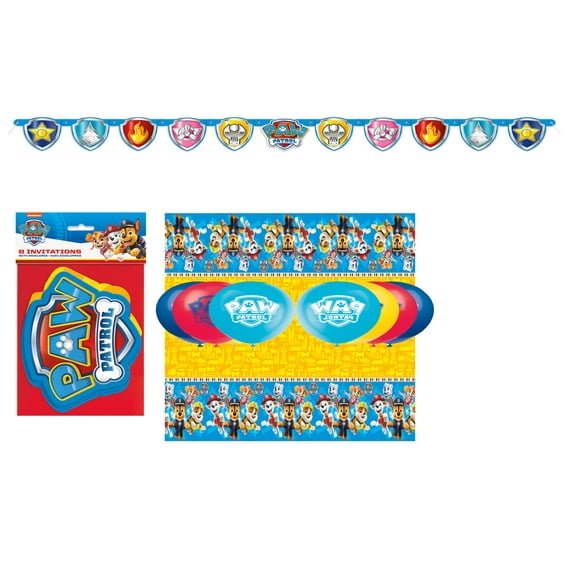 PAW Patrol Ultimate Party Pup-Pack: Banner, Tablecloth, 8 Latex Balloons & 8 Invitations – Embark on a Pawsome Adventure!