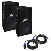 (2) Peavey PV 115 Pro DJ Passive 15" 2-Way 800W Speaker & 1/4" to Speakon Cables