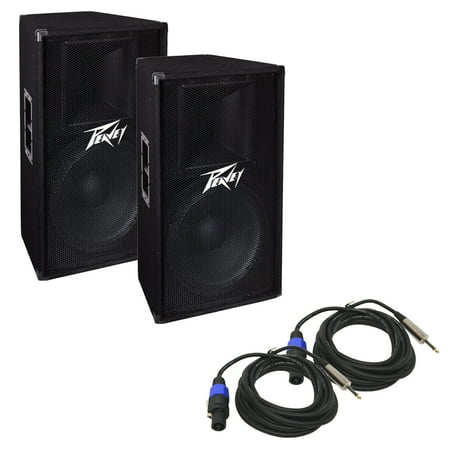 (2) Peavey PV 115 Pro DJ Passive 15" 2-Way 800W Speaker & 1/4" to Speakon Cables