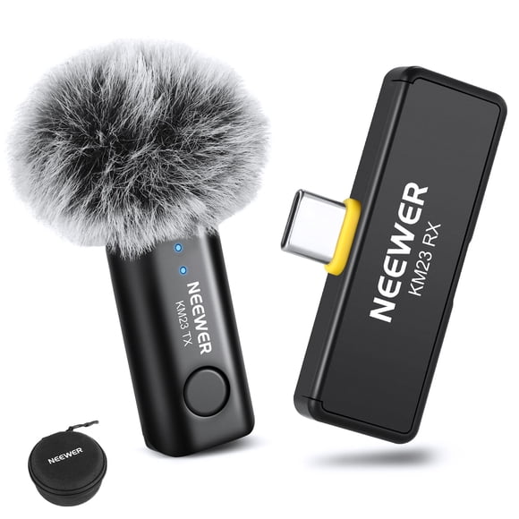 NEEWER Microphone Cravate Sans Fil pour iPhone Tablette Android PC Portable Portée 131 Pieds/40M Réduction du Bruit Micro Omnidirectionnel pour Vlog