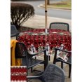 thumbnail image 4 of Outdoor Tablecloth with Umbrella Hole and Zipper, Christmas Snowman Square Table Cloth 60x60 Inch Waterproof Tablecloth, Red Buffalo Plaid Poinsettia Winter Snowflake Picnic Table Cover for Patio, 4 of 7