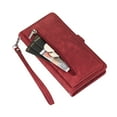 thumbnail image 5 of Allytech Wallet Case for Samsung Galaxy S24 Plus, [9 Card Slots] [Zipper Pocket] Luxury PU Leather Kickstand Magnetic Clasp Cover with Shoulder Strap & Hand Strap, Shockproof Anti-Fall Case, Red, 5 of 10