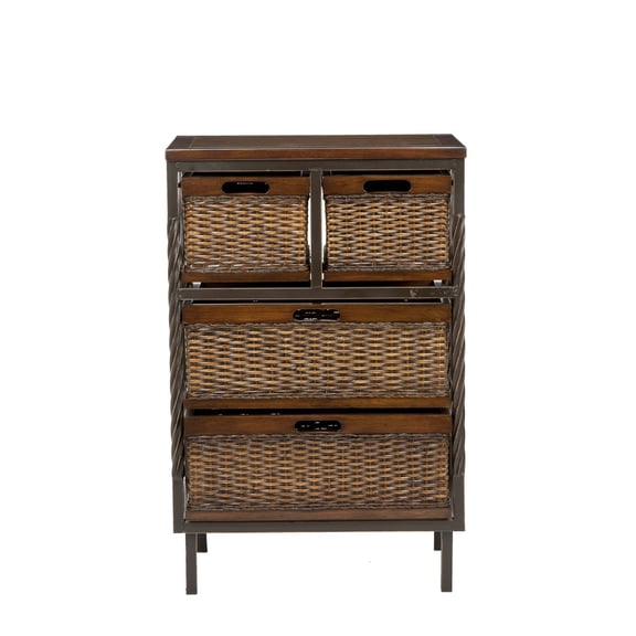 SAFAVIEH Andrew Industrial Rustic 4 Drawer Storage Unit, Dark Teak