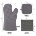 thumbnail image 2 of (Grey) Pack of 6 Oven Gloves/Mitts - Heat Resistant with Non-Slip Silicone Exterior : Cooking - Baking - Kitchen - BBQ, 2 of 5