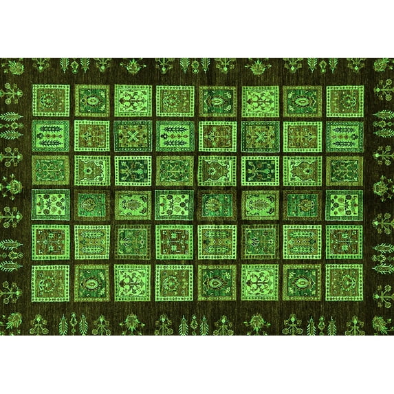 Ahgly Company Indoor Rectangle Abstract Green Modern Area Rugs, 7' x 9'