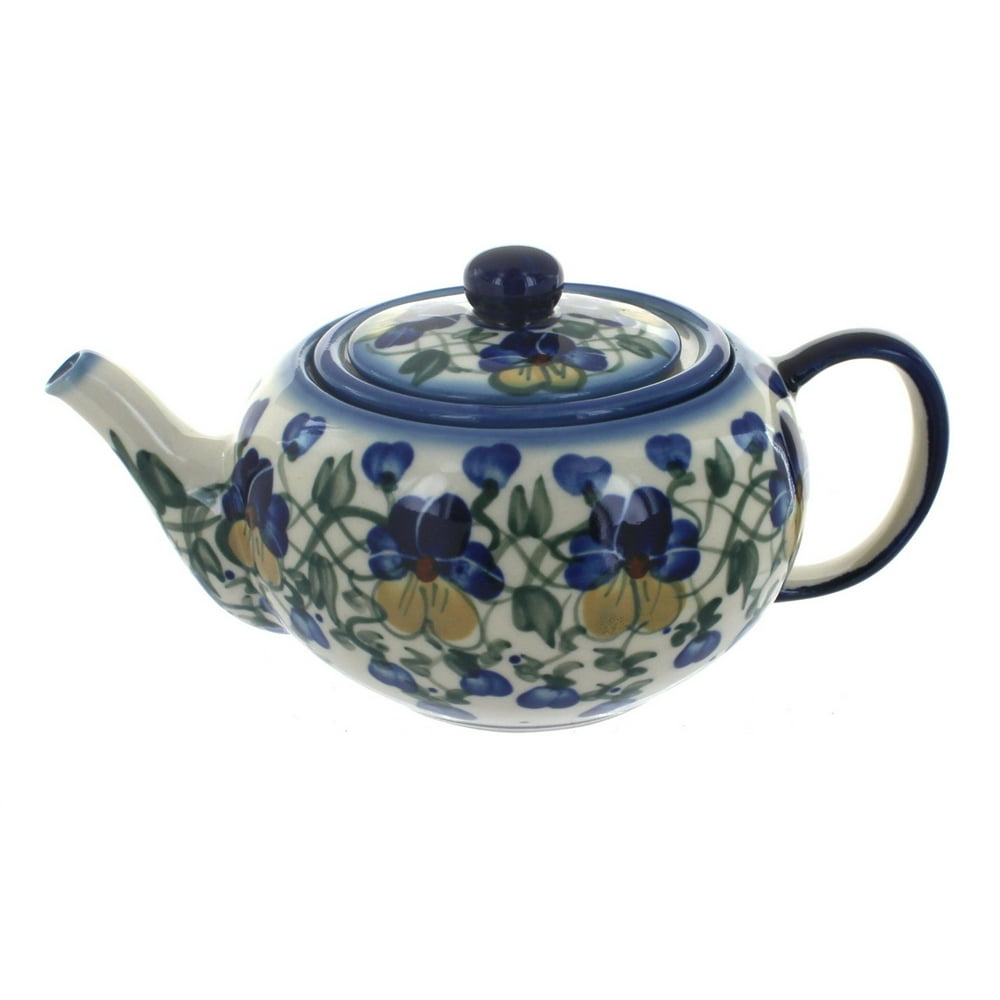 Polish Pottery Pansies Teapot with Infuser