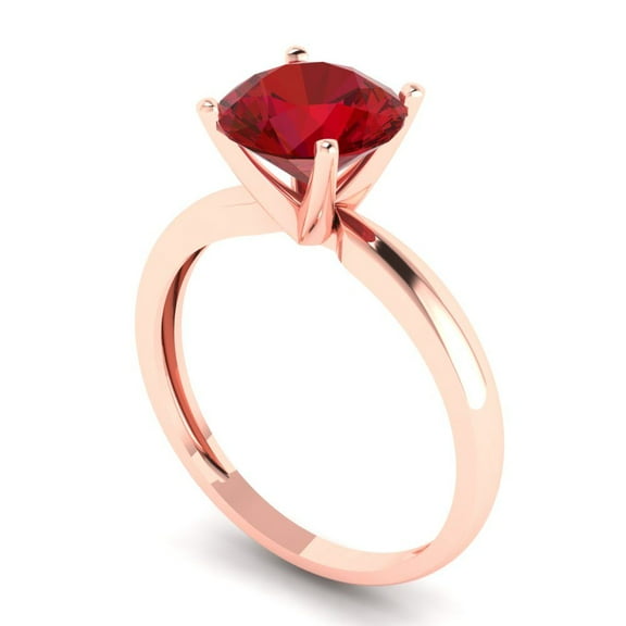 2 ct Round Cut Simulated Pink Tourmaline Solitaire Engagement Ring for Women in 14K Rose Gold