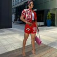 thumbnail image 4 of Ensemble 2 Pcs Universitaire pour Femmes Haut Court à Manches Courtes Survêtement Bodycon Shorts Combinaison S Gris, 4 of 5