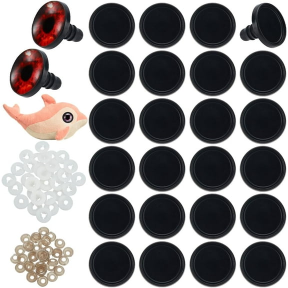 40pcs Safety Eyes Bezel Tray 20mm Craft Eye Cabochon Setting with Plastic Washers for Amigurumi Puppet Teddy Bear Crochet Plush Animal Making Work (Only Tray)