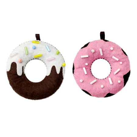 

2PCS Donut Pendants Free Cutting Non-woven Material Package DIY Cartoon Handmade Toys Gift Decoration