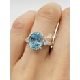 thumbnail image 3 of 10x8MM or 12x10mm Oval Light Blue CZ Three Stone Engagement Ring, 5A Quality Cubic Zirconia, Sterling Silver,, 3 of 4