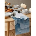 thumbnail image 6 of Blue White Table Runner-Cotton Linen- 90 Inch Holiday Dresser Scarves, Abstract Ocean Beach Neutral Brush Strokes Tablerunner for Kitchen Coffee/Dining Bedroom Living Room Dinner Scarf Décor 13x90, 6 of 9