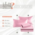 thumbnail image 3 of Elegant Comfort Luxurious 4-Piece Silky Satin Sheet Set, Skin and Hair Friendly, Wrinkle, Fade, Stain Resistant with Deep Pockets Fitted Sheet, Cooling Soft Satin Sheet Set, King, Light Pink, 3 of 5